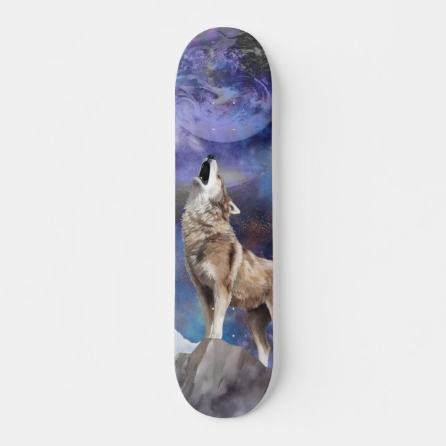 Conjunto de Skate Grey Wolf Howling at the Moon (Frente)