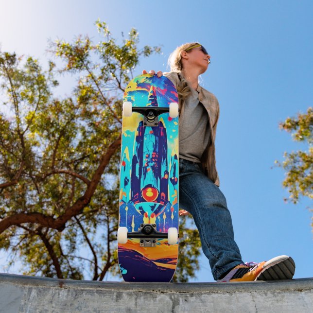 Conjunto de Skate Retro Sci Fi Foguete Espacial Co (Ao ar livre 1)