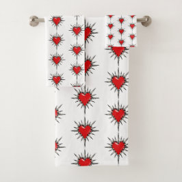 Conjunto de Toalha com Símbolo de Coração com Pont