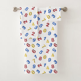 Conjunto De Toalhas 123 Números Vermelho Amarelo Azul