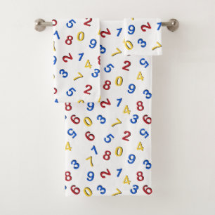 Conjunto De Toalhas 123 Números Vermelho Amarelo Azul