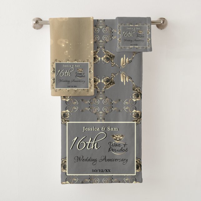 Conjunto De Toalhas 16º Aniversário de Casamento Velas e Flor de Estad (Insitu)