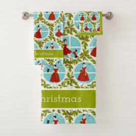 Conjunto De Toalhas 1950's Vintage Christmas