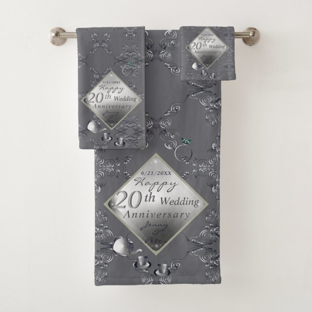 Conjunto De Toalhas 20 Platinum Emerald Anniversário Bath Towel Set (Insitu)