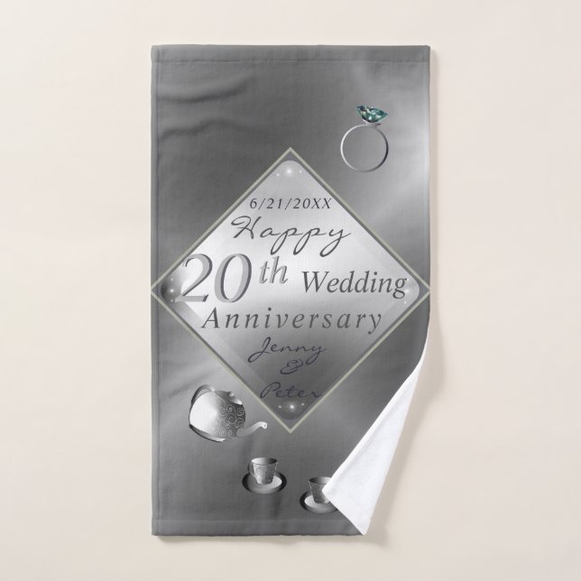 Conjunto De Toalhas 20 Platinum Emerald Anniversário Bath Towel Set (Toalha de mão)