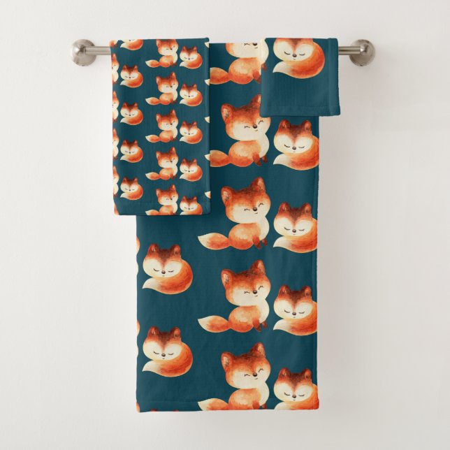 Conjunto De Toalhas 2 Raposas Vermelhas Cachorras Design (Insitu)