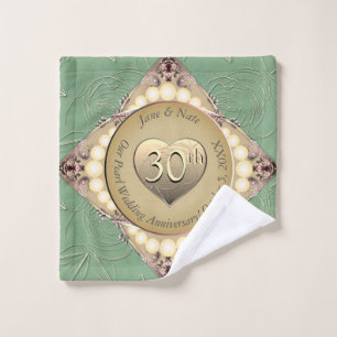 Conjunto De Toalhas 30º/12º aniversário de casamento Pérola & Verde