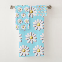 Conjunto De Toalhas 3D Daisy Flower