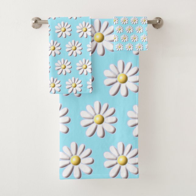 Conjunto De Toalhas 3D Daisy Flower (Insitu)