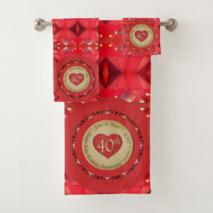 Conjunto De Toalhas 40ª/15 Ruby Anniversário Towel