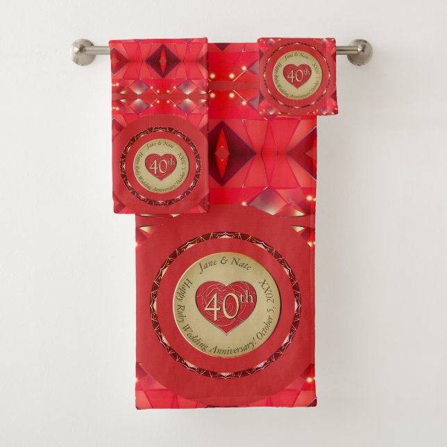 Conjunto De Toalhas 40ª/15 Ruby Anniversário Towel (Insitu)