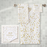 Conjunto De Toalhas 50º aniversário do casamento do Ouro Dourado Confe<br><div class="desc">Com delicado confete de poeira de ouro,  você pode personalizar com suas informações especiais de 50 anos de ouro de aniversário na tipografia de ouro chico. Projetado por Thisnotme©</div>
