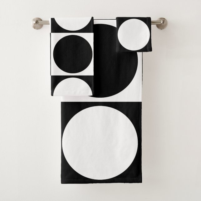 Conjunto De Toalhas 70s Checks and Circles Black and White (Insitu)