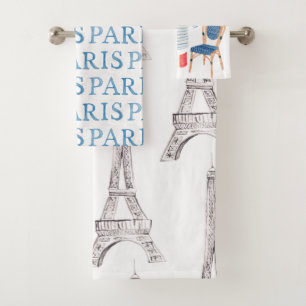 Conjunto De Toalhas A aguarela francesa de Paris Doodles o grupo de
