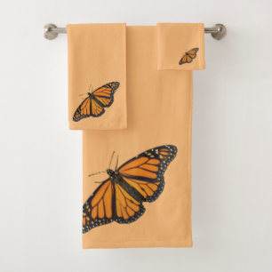 Conjunto De Toalhas A borboleta de monarca vibrante voa a fotografia