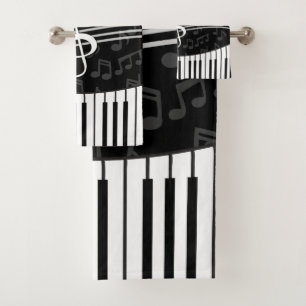 Conjunto De Toalhas A música à moda nota o Clef e o piano de triplo