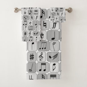 Conjunto De Toalhas A música geométrica monocromática à moda nota