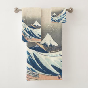 Conjunto De Toalhas A onda do Excelente de Kanagawa Ukiyo-e Japonês