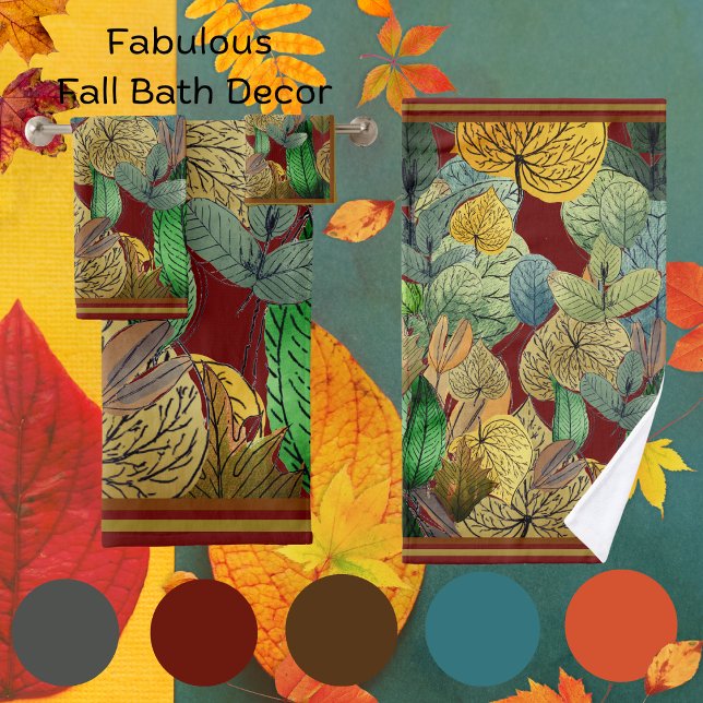 Conjunto De Toalhas A Queda Deixa Verde, Marrom, Ferrugem, Ferrugem Ve (Criador carregado)