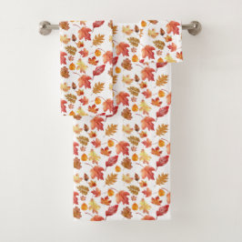 Conjunto De Toalhas A queda do outono da Watercolor deixa um padrão se