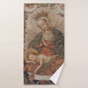 Conjunto De Toalhas A Virgem Adorando o Natal da Criança Cristo