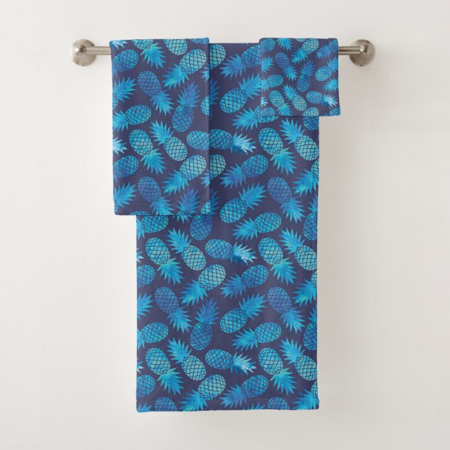 Conjunto De Toalhas Abacaxis azuis da tintura do laço (Insitu)