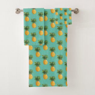 Conjunto De Toalhas Abacaxis tropicais na cerceta