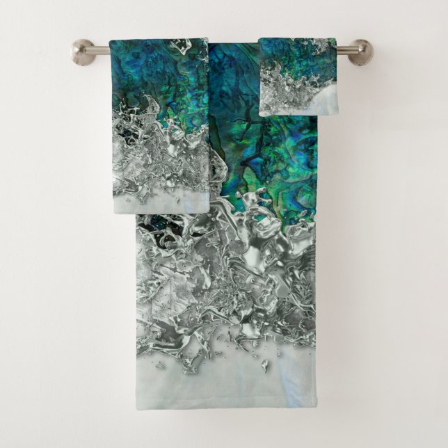 Conjunto De Toalhas Abalone Shell Pearl e Prata 2 (Insitu)