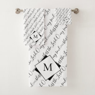 Conjunto De Toalhas ABANDONA O SENHOR   Monograma Elegante