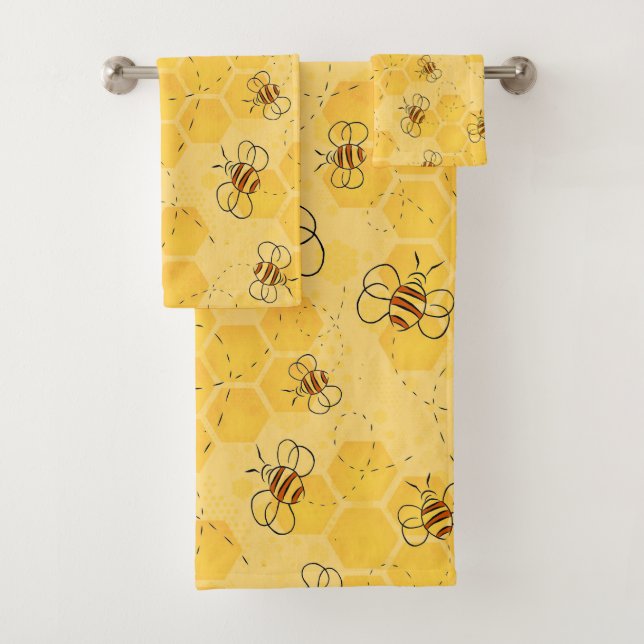 Conjunto De Toalhas Abeja Zumbido Abelhas Mel Cute  (Insitu)