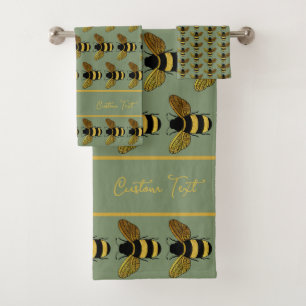 CONJUNTO DE TOALHAS ABELHA DE BOLHA AMARELO AMARELO ABELHA NEGRA DOURA