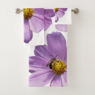 Conjunto De Toalhas Abelha em flor roxa