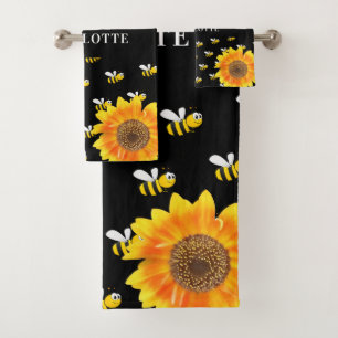 Conjunto De Toalhas Abelhas, amarelo-sol preto, nome