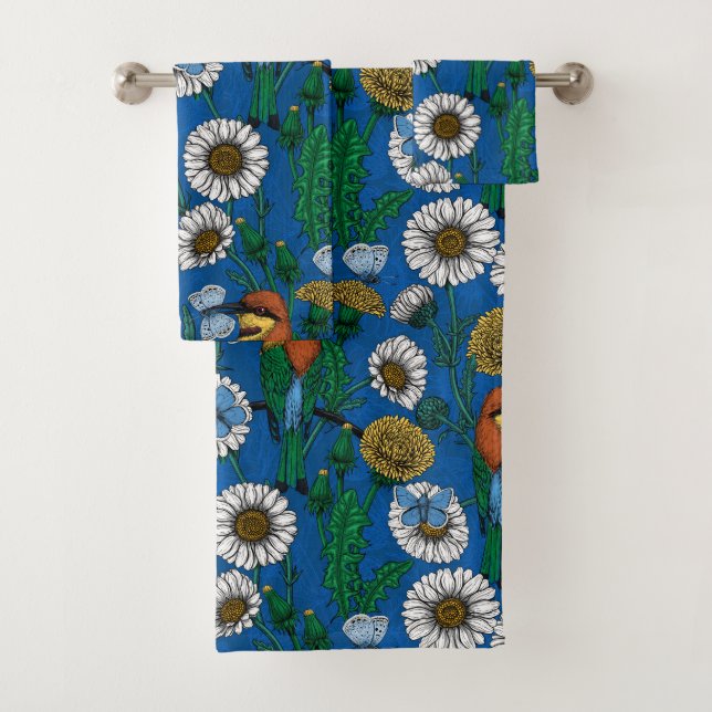 Conjunto De Toalhas Abelhas comem em azul (Insitu)