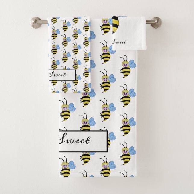 Conjunto De Toalhas Abelhas De Cana-De-Água Com Sorriso Feliz (Insitu)