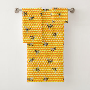 Conjunto De Toalhas Abelhas em Honeycomb Bath Towel Set