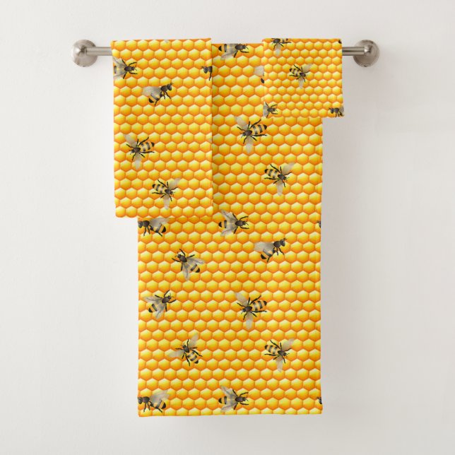 Conjunto De Toalhas Abelhas em Honeycomb Bath Towel Set (Insitu)