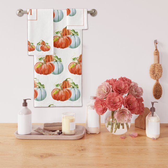 Conjunto De Toalhas Abóboras brancas e laranja caem Ação de Graças (Criador carregado)
