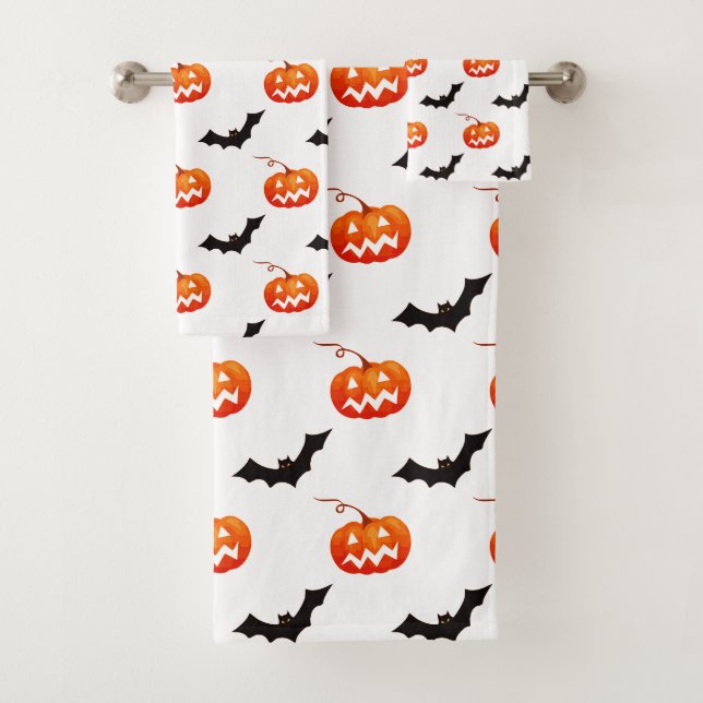 Conjunto De Toalhas Abóboras e Morcegos de Halloween, Doce ou Travessu (Insitu)