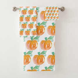 Conjunto De Toalhas Abóboras Laranja Modernas em Aquarela