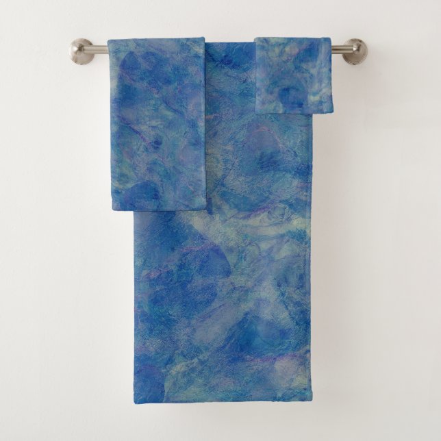 Conjunto De Toalhas Abstração de Acrírio Marble Azul e Rosa (Insitu)