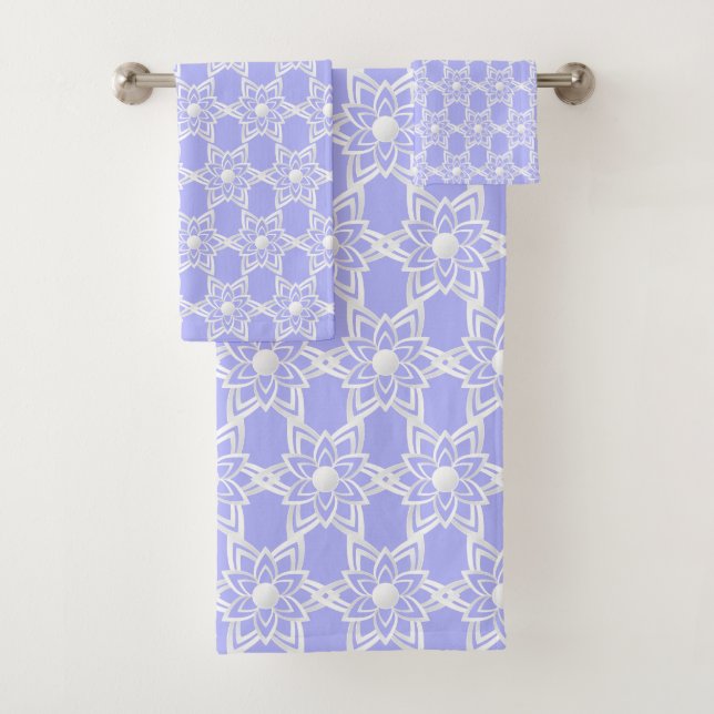 Conjunto De Toalhas Abstract Flower Mandala Pattern on Light Blue (Insitu)