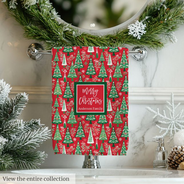 Conjunto De Toalhas Abstract red and green Christmas preppy towel wrap (Abstract red and green Christmas preppy towel wrap)