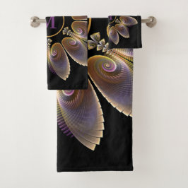 Conjunto De Toalhas Abstrato Angel Wings Mandala Fractal Monograma