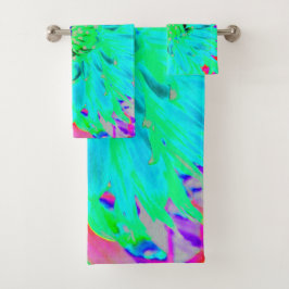 Conjunto De Toalhas Abstrato Aqua Decorative Dahlia Flower