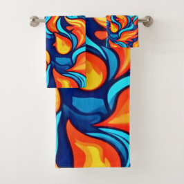 Conjunto De Toalhas Abstrato azul brilhante