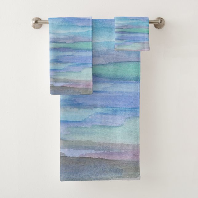 Conjunto De Toalhas Abstrato Azul da Manhã de Janeiro (Insitu)