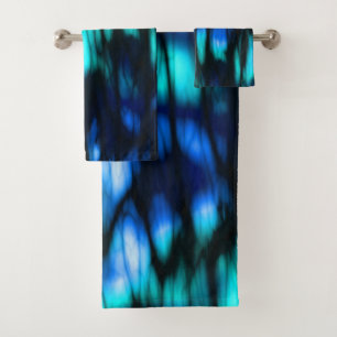 Conjunto De Toalhas Abstrato azul preto e turquesa