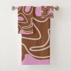 Conjunto De Toalhas Abstrato castanho-rosado, cor-de-rosa, greve moder