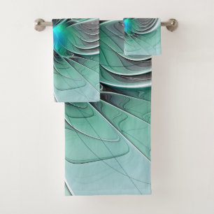 Conjunto De Toalhas Abstrato com Arte Fractal Azul, Moderna